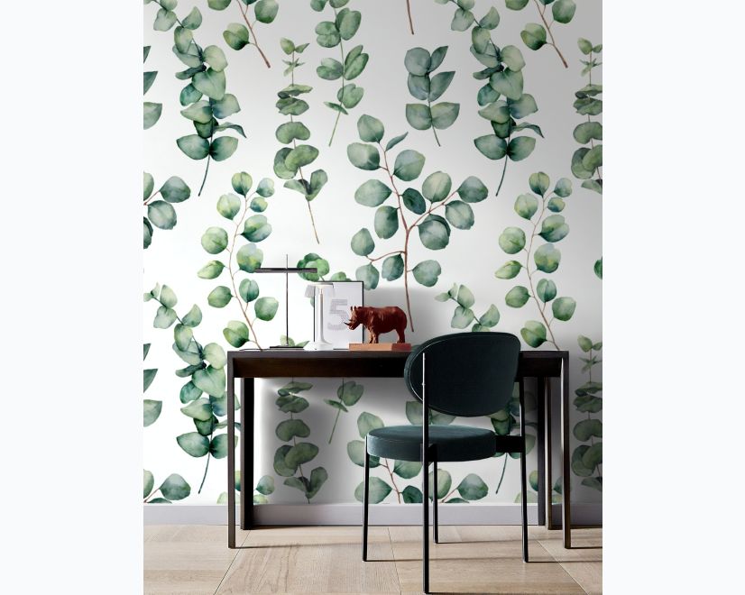 Watercolor Eucalyptus Leaf Wallpaper Mural main product photo
