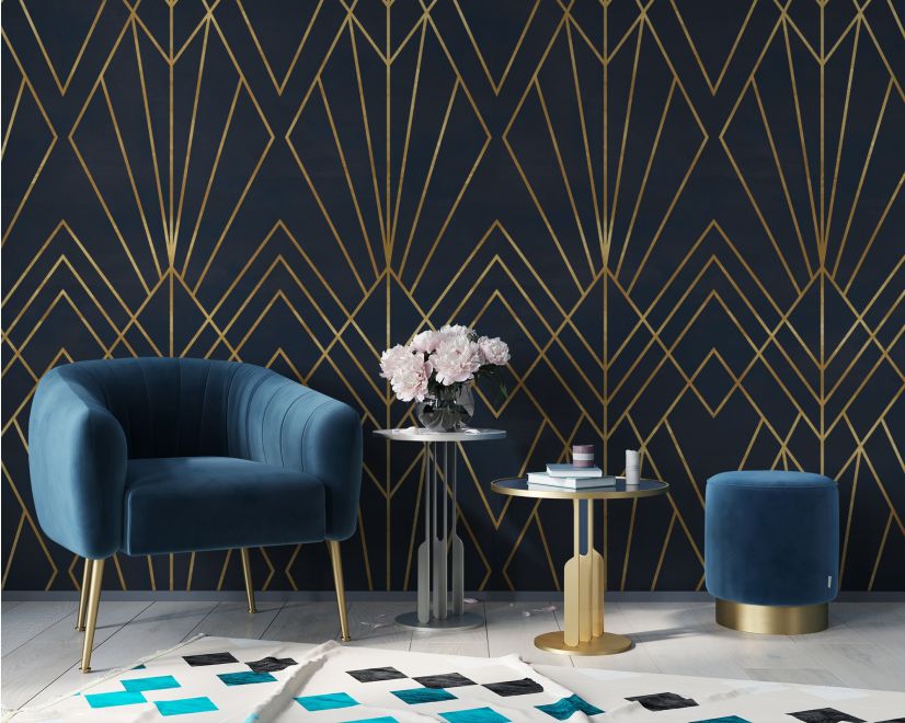 Luxury Geometric Lines Art Deco Wallpaper Mural main product photo