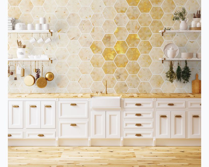 Geometric Yellow Honeycomb Wallpaper Mural main product photo