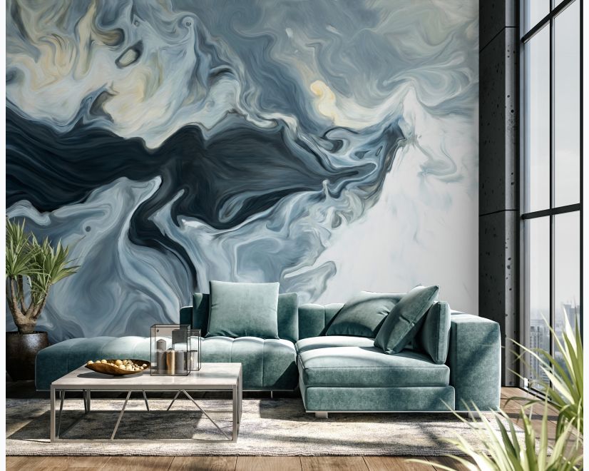 Abstract Watercolor Style Dark Marble Wallpaper Mural main product photo