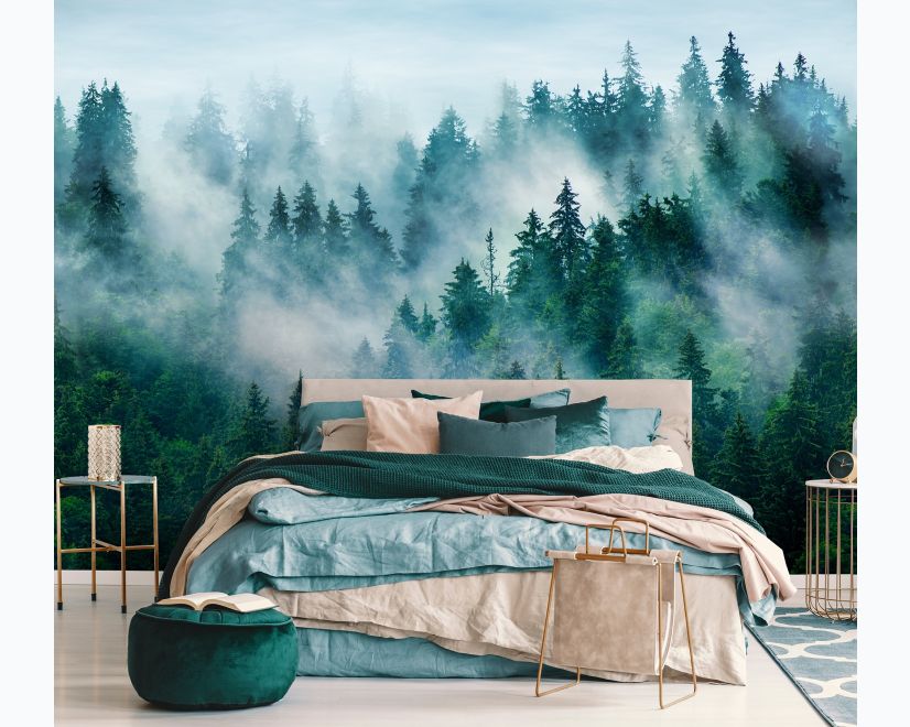 Foggy Pine Forest Wallpaper Mural main product photo