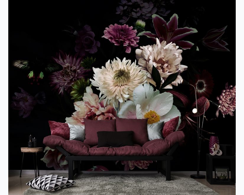 Dark Garden Florals Wallpaper Mural main product photo