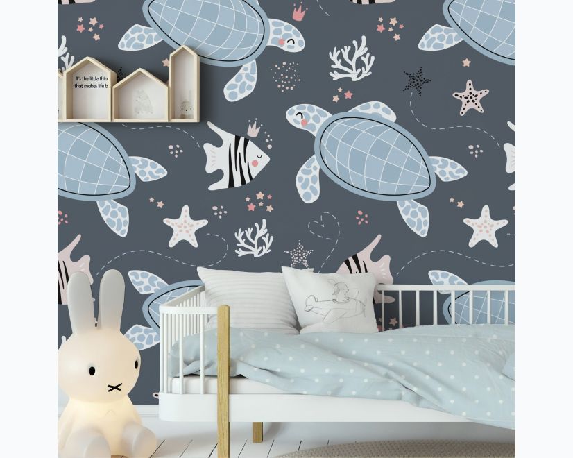 Sea Turtle and Zebrafish Wallpaper Mural main product photo
