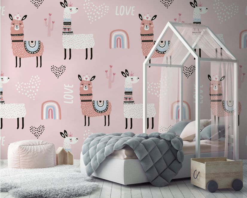 Fancy Lamb with Nursery Rainbow Wallpaper Mural main product photo