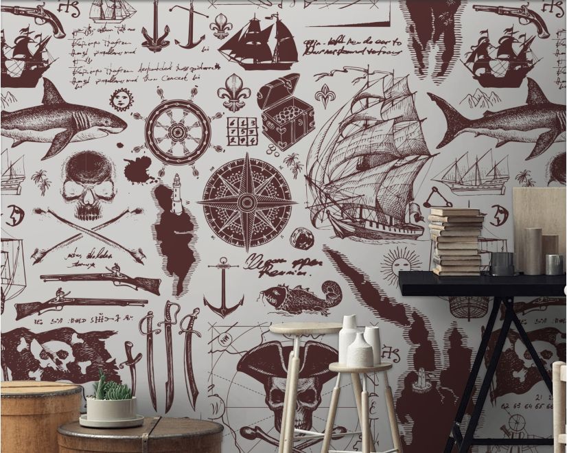 Sailor Map Adventure Kids Wallpaper Mural main product photo