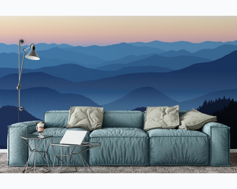 Mountain Silhouette at Sunset Wallpaper Mural main product photo