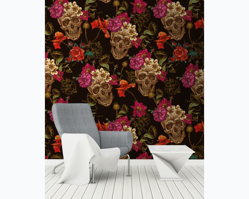 Fancy Skull Pattern Wallpaper Mural main product photo