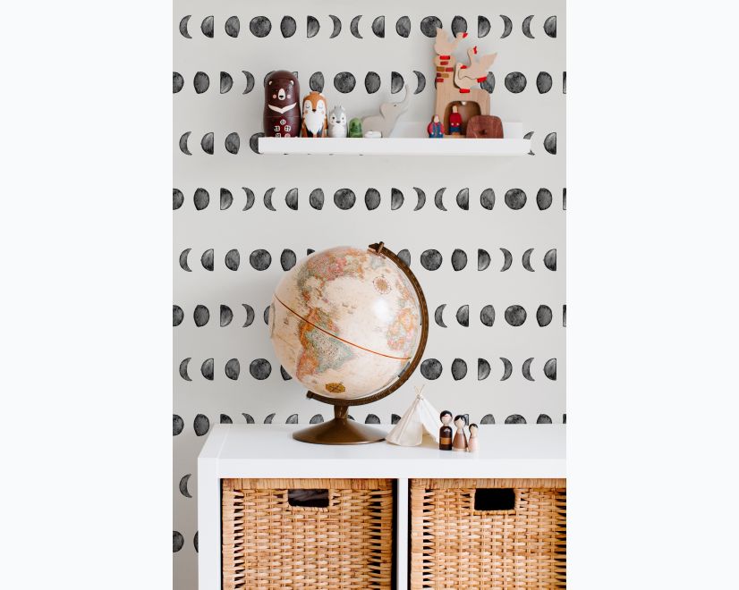 Watercolor Fullmoon Crescent Pattern Wallpaper Mural main product photo