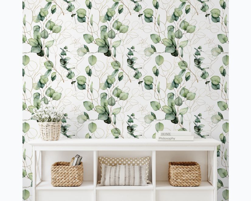 Watercolor Green Eucalyptus Leaf Wallpaper main product photo