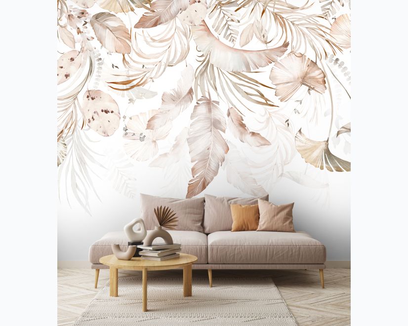 Boho Abstract Banana Leaf Art Wallpaper Mural main product photo