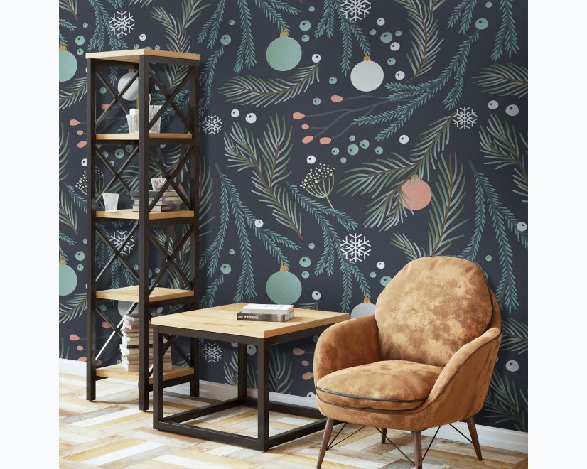 Green Pine Branches Wallpaper Mural main product photo