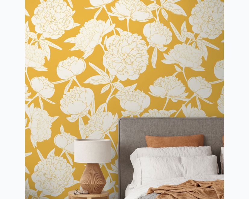 Drawing Peony Floral Art Wallpaper Mural main product photo