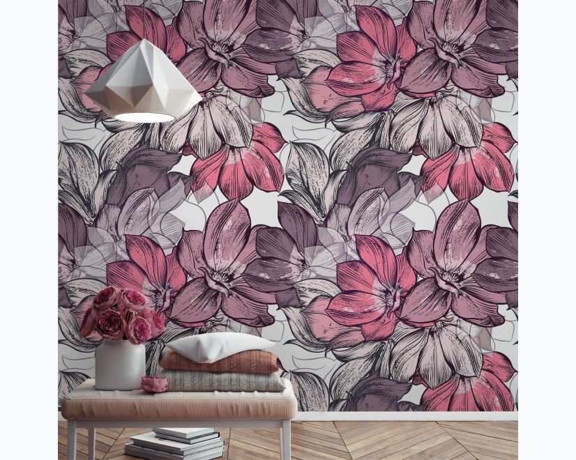 Magnolia Flower Pattern Wallpaper Mural main product photo