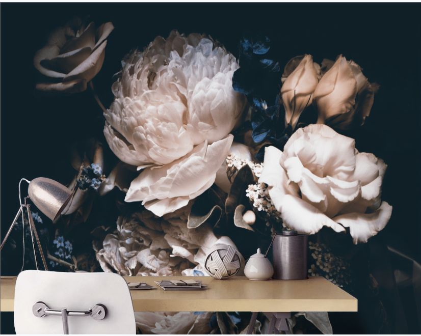 Dark Floral Peony Bouquet Wallpaper Mural main product photo