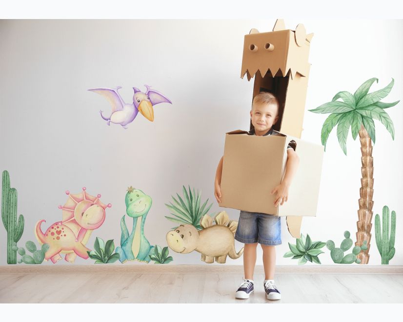 Cute Watercolor Dinosaur Wall Decal Sticker main product photo