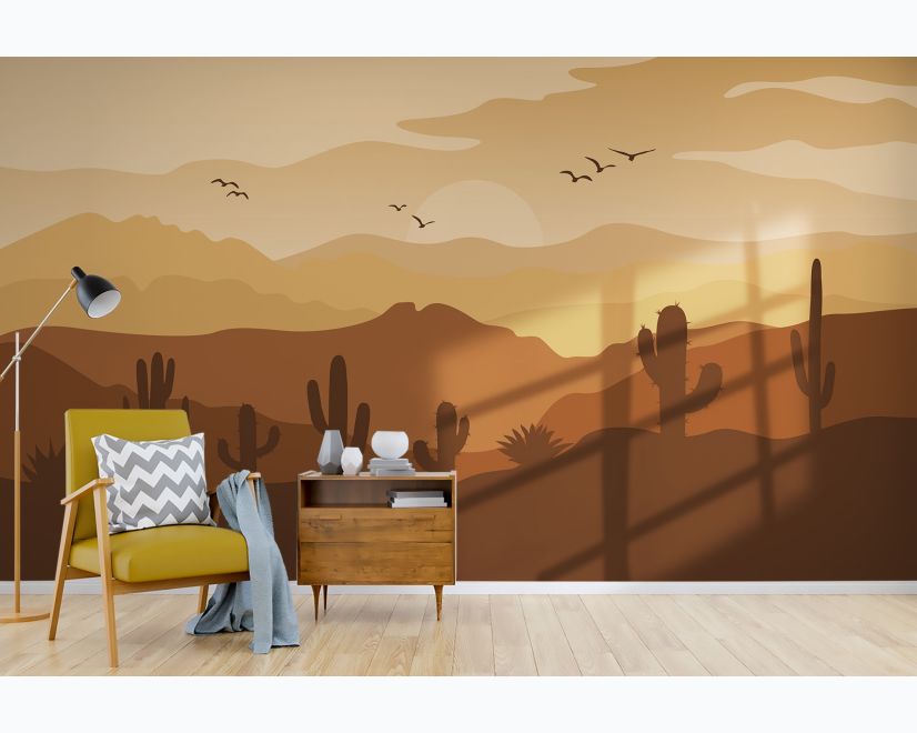 Monochrome Desert Landscape Wallpaper Mural main product photo