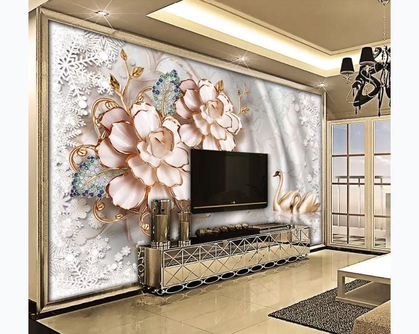 Swan with Snowflake Wallpaper Mural main product photo