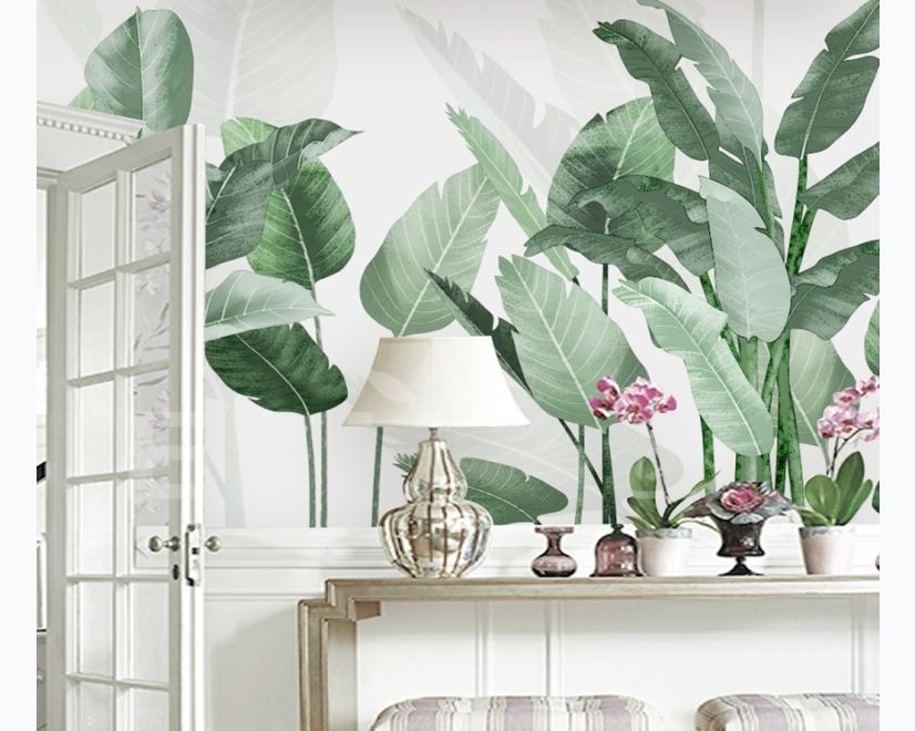 Fresh Green Tropical Leaf Wallpaper Mural main product photo