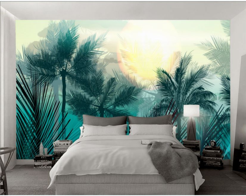 Tropical Palm Trees and Sunlight Wallpaper Mural main product photo