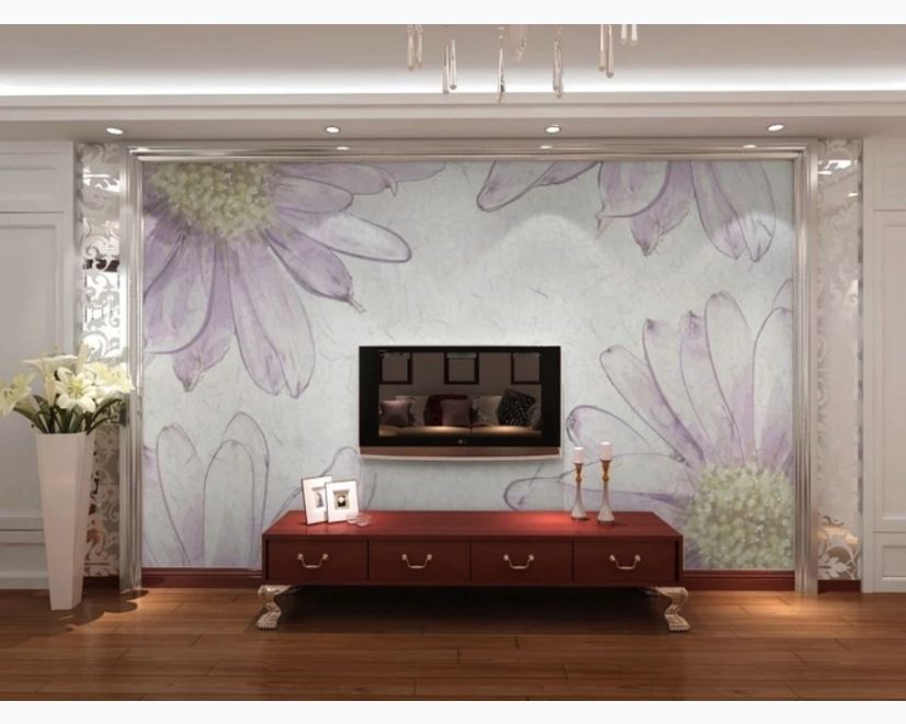 Vintage Daisy Floral Art Wallpaper Mural main product photo