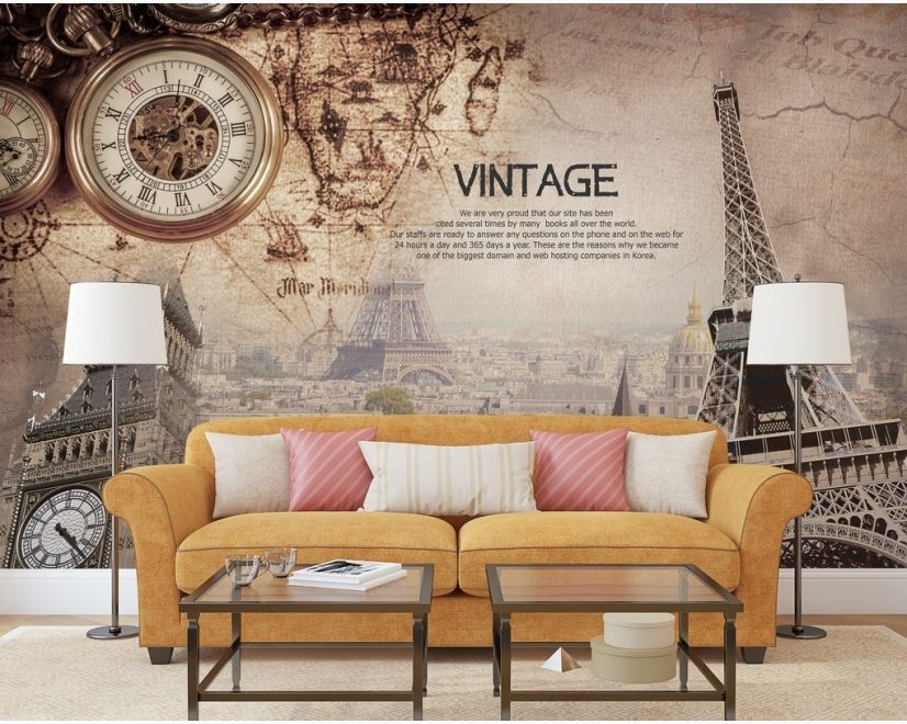 Vintage Eiffel Tower City Landscape Wallpaper Mural main product photo
