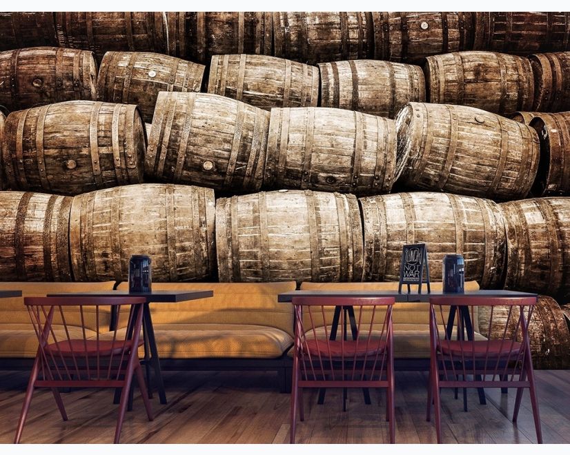 Wine Barell Pattern Wallpaper Mural main product photo