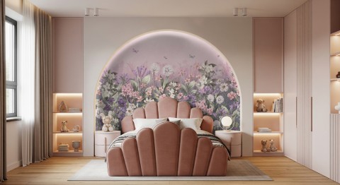 Soft Blooming Floral Meadow  Kids Wallpaper