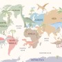 Kids Dinosaurs World Map Wallpaper Mural