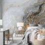 Dark Marble Gray and Brown Waves Wallpaper Mural