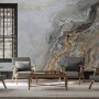 Dark Marble Gray and Brown Waves Wallpaper Mural