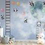 Cartoon Pandas in the Sky Wallpaper Mural