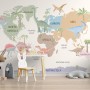 Kids Dinosaurs World Map Wallpaper Mural
