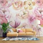 Pink Peony Floral Bouqet Pattern Wallpaper Mural