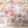 Pink Peony Floral Bouqet Pattern Wallpaper Mural