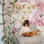 Pink Peony Floral Bouqet Pattern Wallpaper Mural