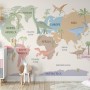 Kids Dinosaurs World Map Wallpaper Mural