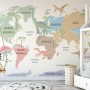 Kids Dinosaurs World Map Wallpaper Mural