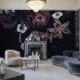 Dark Floral Claret Peony Floral Wallpaper Mural
