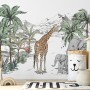 Kids Tropical Animals with Mountain Wallpaper Mural