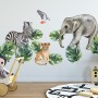 Kids Tropical Animals with Leafs Wall Decal Sticker