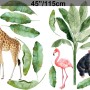 Kids Tropical Animals with Palm Leafs Wall Decal Sticker