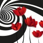 Red Poppy Floral with Abstract Fractal Wallpaper Mural