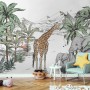 Kids Tropical Animals with Mountain Wallpaper Mural