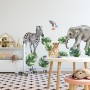 Kids Tropical Animals with Leafs Wall Decal Sticker