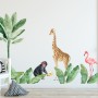 Kids Tropical Animals with Palm Leafs Wall Decal Sticker