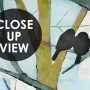 Vintage Abstract Forest and Black Bird Wallpaper Mural