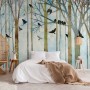 Vintage Abstract Forest and Black Bird Wallpaper Mural
