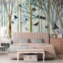 Vintage Abstract Forest and Black Bird Wallpaper Mural