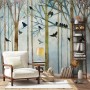 Vintage Abstract Forest and Black Bird Wallpaper Mural