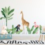 Kids Tropical Animals with Palm Leafs Wall Decal Sticker